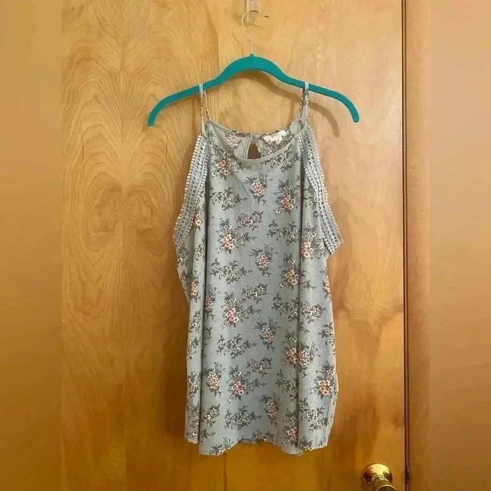 Perch By Blu Pepper Floral Sleeveless Top Size 3x EUC